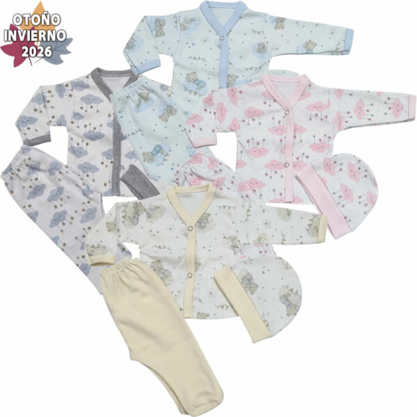 Art 2514 / Recibidor Remera, Ranita y gorro de Algodon -  talle 0 1 2