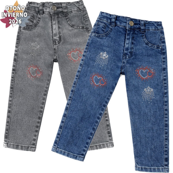 Art 2516 / Jeans Beba con Brillo Elastizado Gris y Azul -  talle 1 al 5