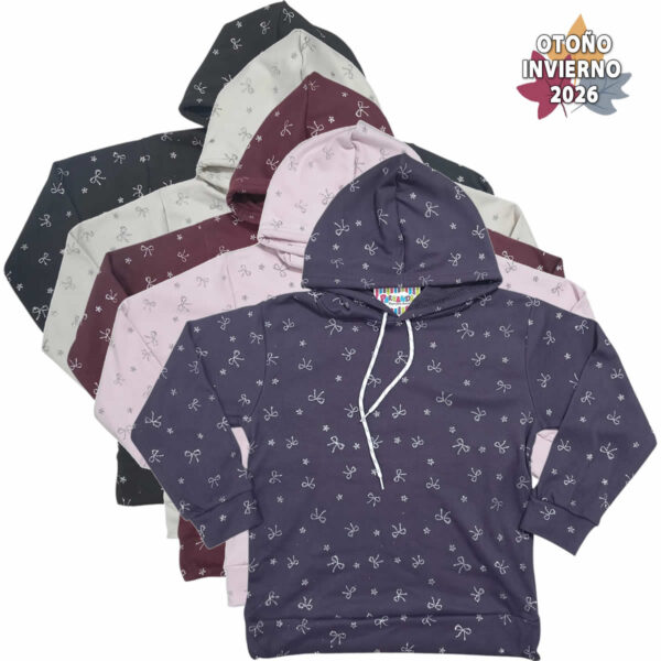 Art 2619 / Buzo Capucha en Darlom con Estampa brillo - Talle 6 al 16