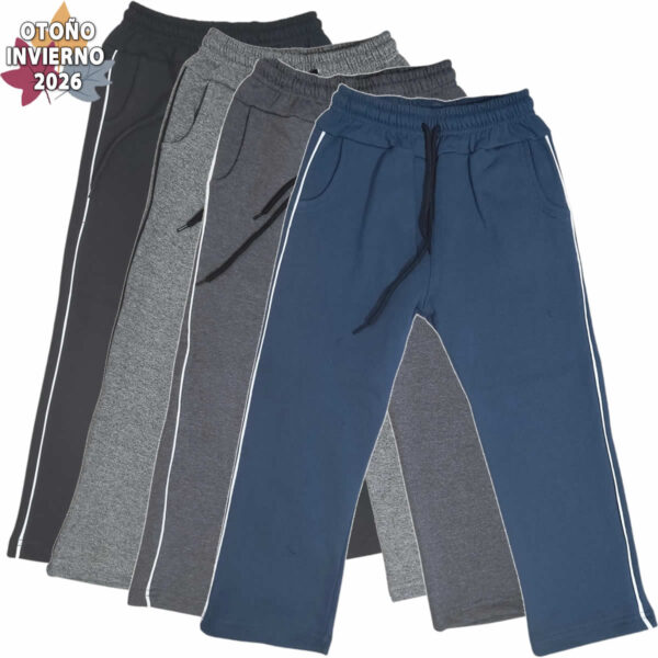 Art 2723 /  Pantalon Recto Baggie Algodon Frizado con Vivo Talle 6 al 16
